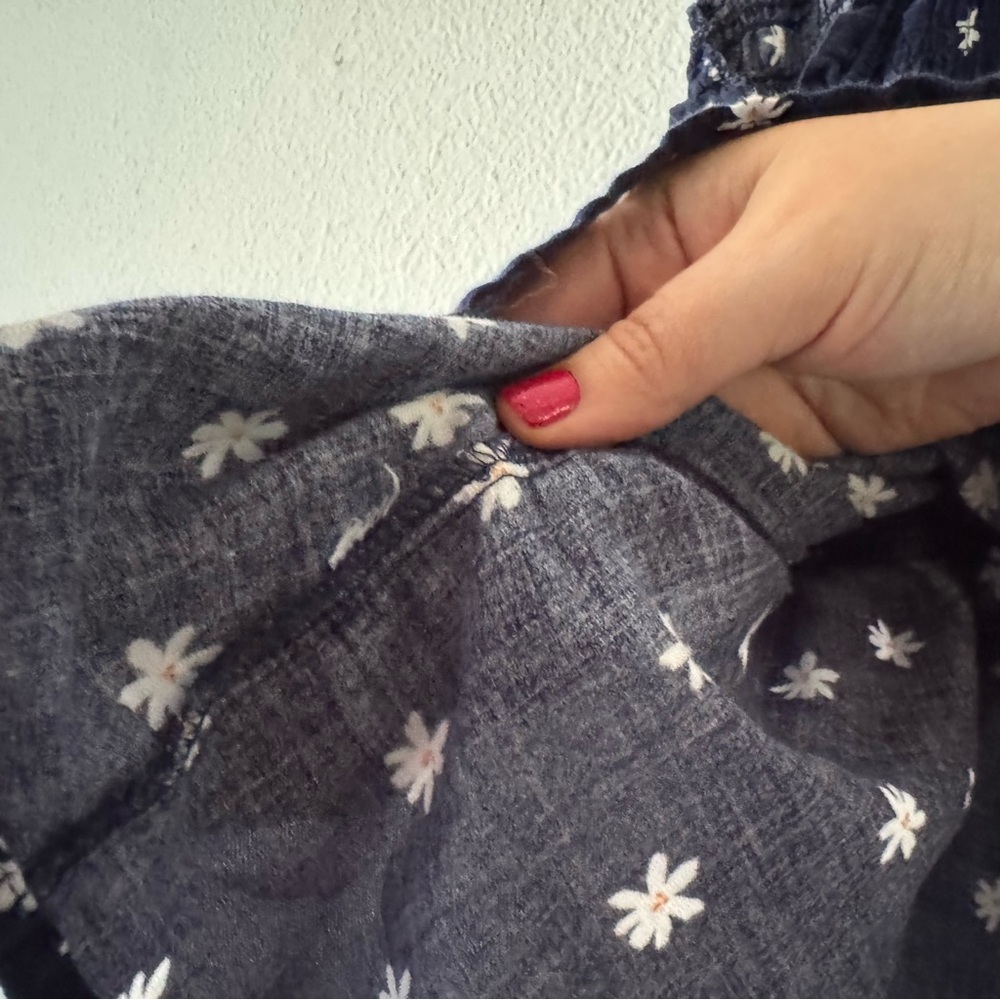 Cottagecore Ava Viv Navy White Daisy Floral Smocked Peplum Tank Top 1X Boho Chic - Picture 8 of 13